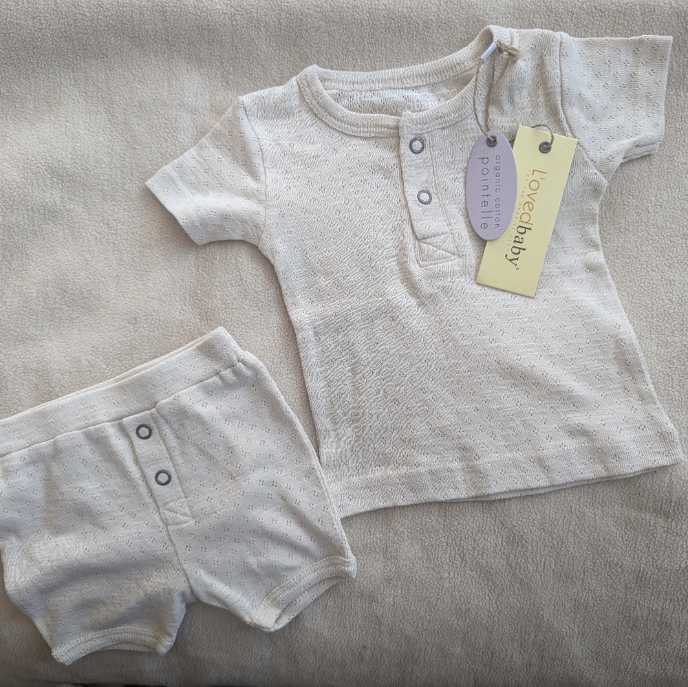 Organic Cotton Pointelle Tee And Short Set